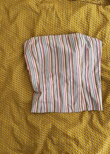 Çizgili Straplez Midi Büstiyer - Görsel 2