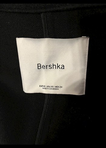Siyah Tek Düğmeli Uzun Kaban bershka - Görsel 2