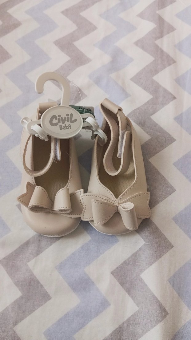 Civil bej Fiyonklu Kız bebek Babet Ayakkabı - Görsel 2