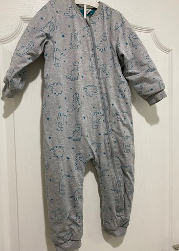 Gri Erkek Çocuk Fermuarlı Tulum - Görsel 2