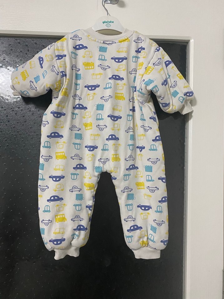 Renkli Desenli Fermuarlı Bebek Tulumu - Görsel 3