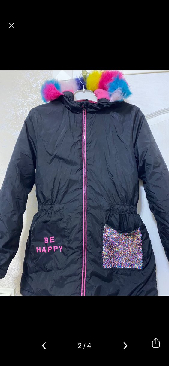 LCW Kapüşonlu Renkli Kürk Detaylı Kız Mont - Görsel 2