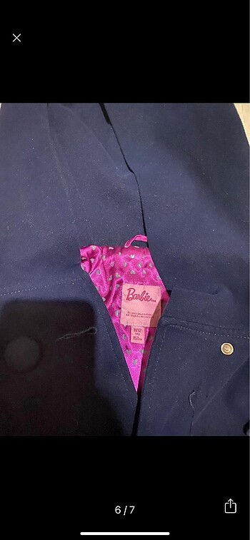 11-12 Yaş Beden lacivert Renk Barbie kaşe mont