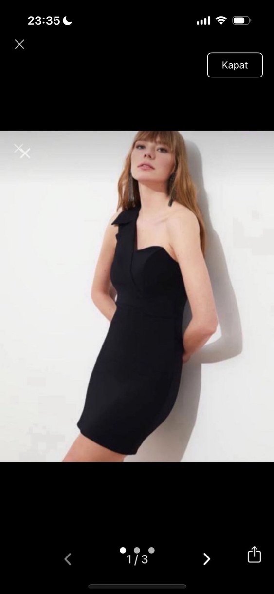 Tek Omuzlu Siyah Mini Elbise - Görsel 4