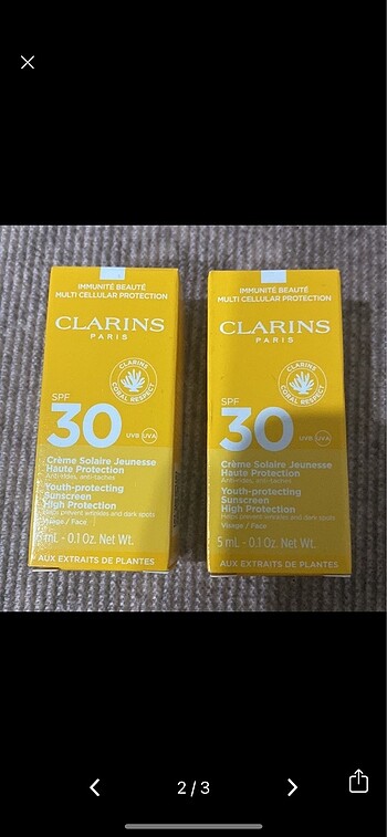  Beden Clarins güneş kremi