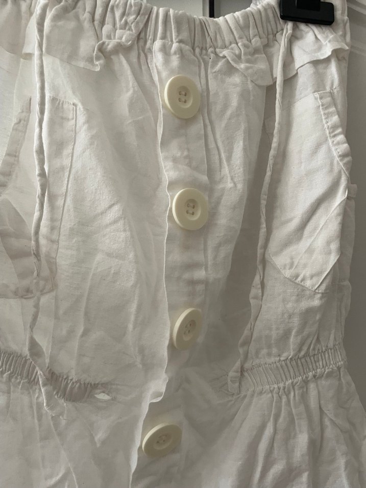 Beyaz Düğmeli straplez badi - Görsel 5