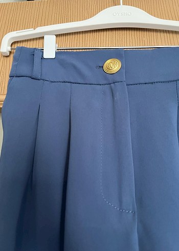 xs Beden Mavi Pileli Kadın Kumaş Pantolon
