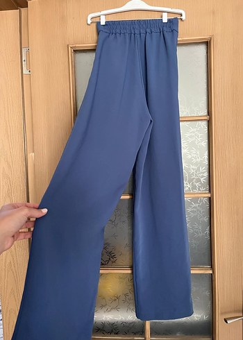 Zara Mavi Pileli Kadın Kumaş Pantolon