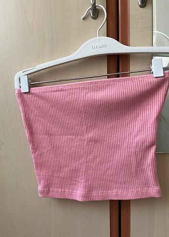 Pembe Straplez Kadın Crop Top
