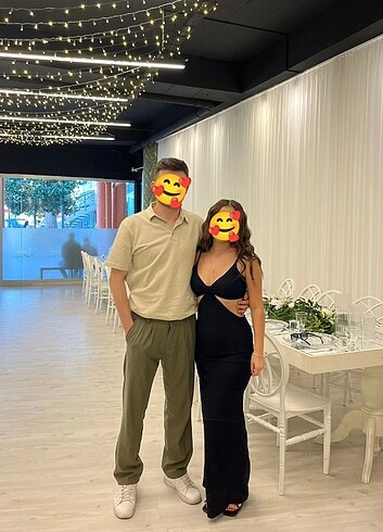 s Beden Siyah uzun elbise