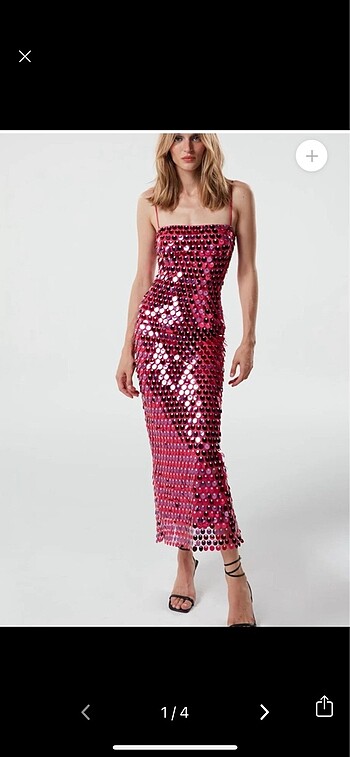 New arrivals model pembe pullu payetli midi abiye elbise