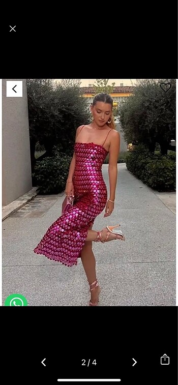 Alfabeta New arrivals model pembe pullu payetli midi abiye elbise