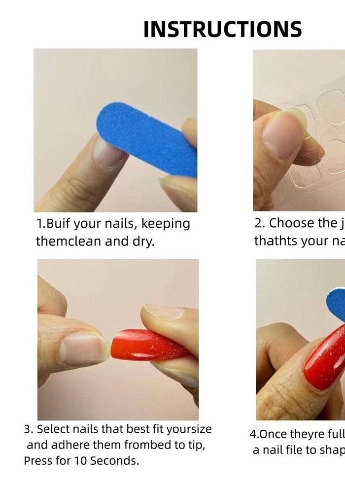 24 lü Taşlı takma tırnak - Görsel 4