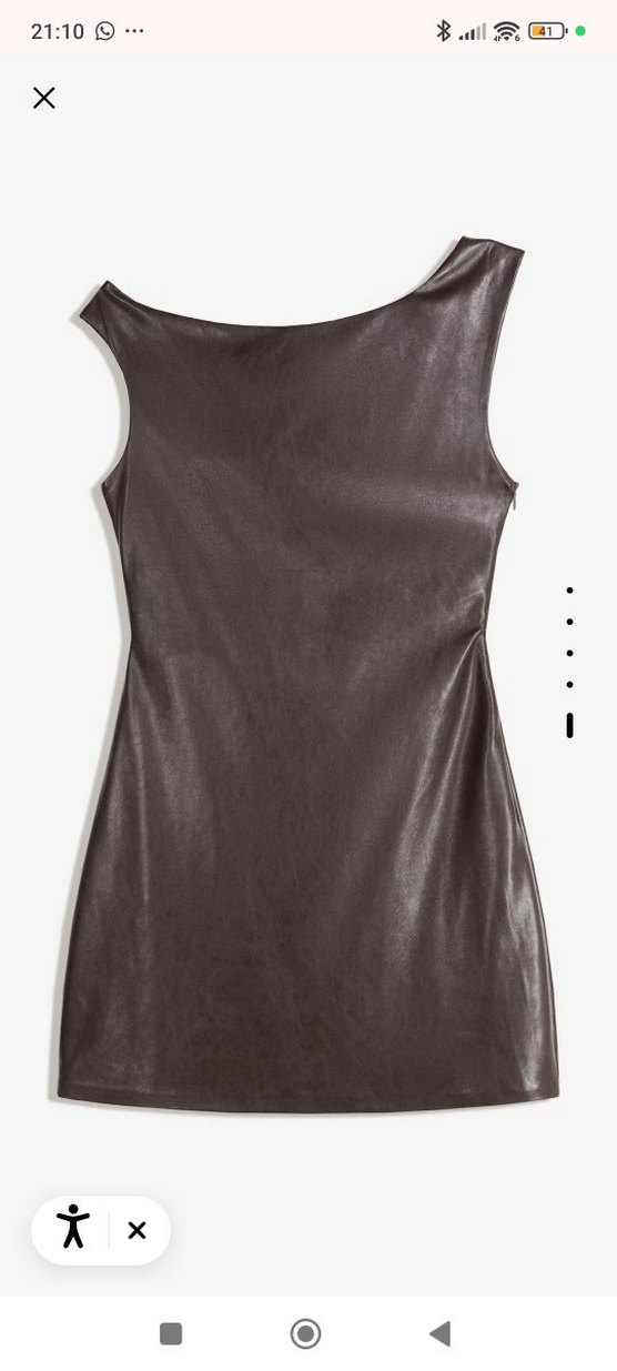 suni deri mini elbise - Görsel 2