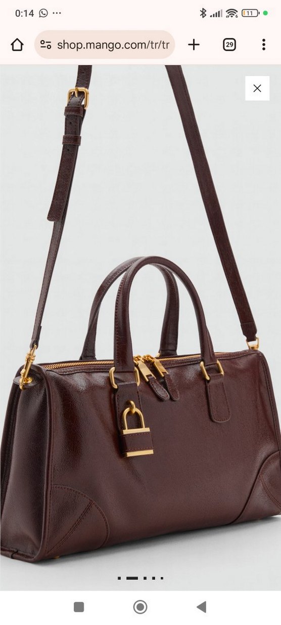 Mango parlak apreli kulplu çanta - Görsel 2