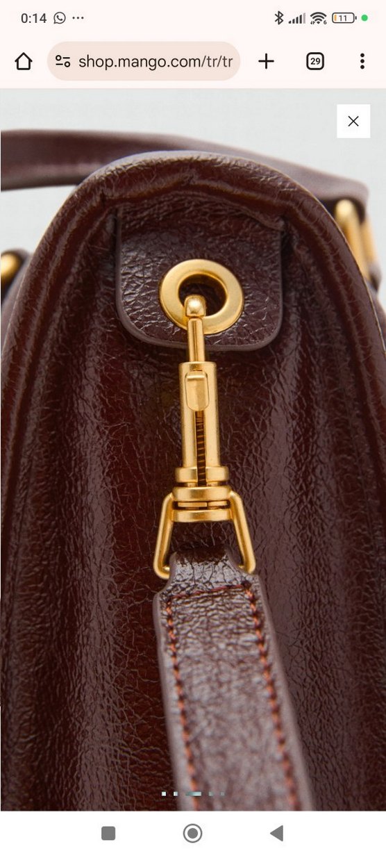 Mango parlak apreli kulplu çanta - Görsel 3