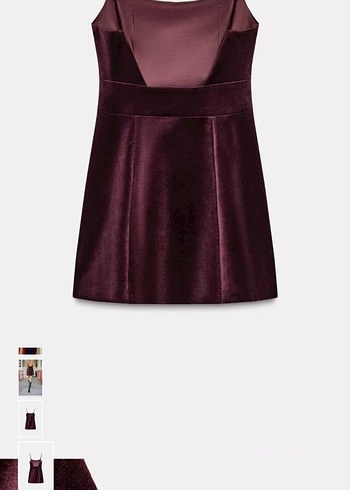 Zara kısa volümlü elbise şarap rengi - Görsel 3