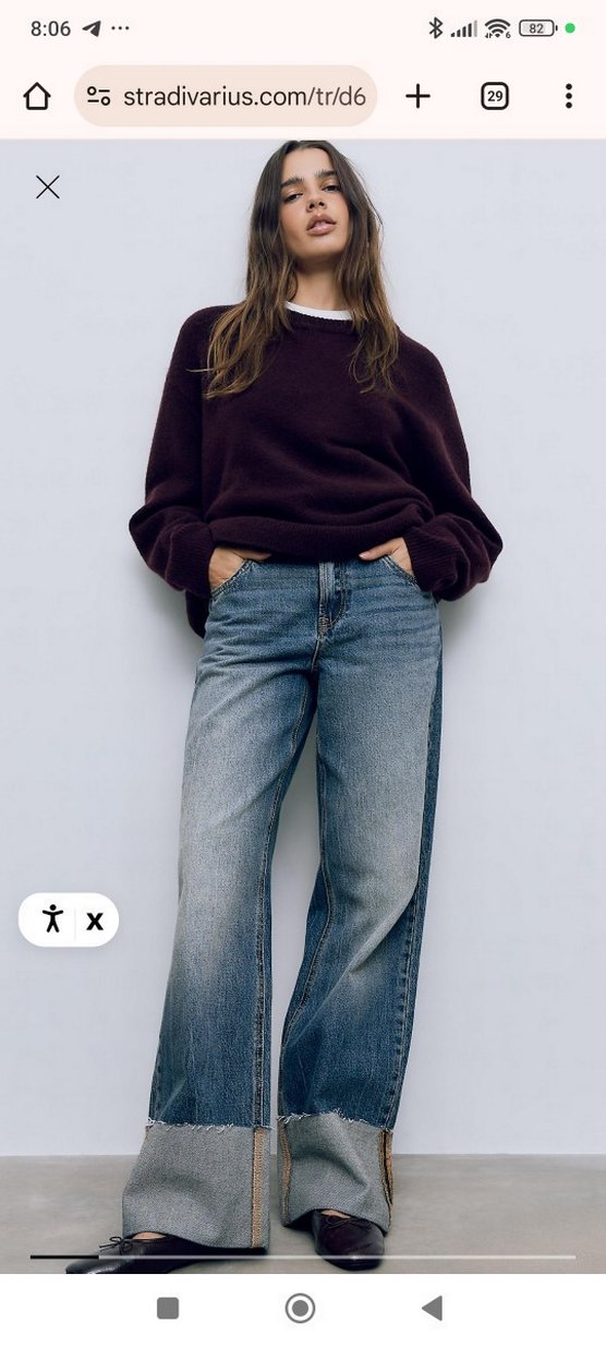 D65 Düz Kıvrık Paça Jean - Görsel 4