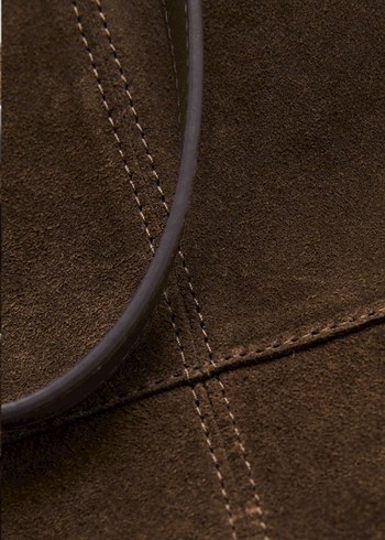 Mango süet deri shopper çanta - Görsel 3