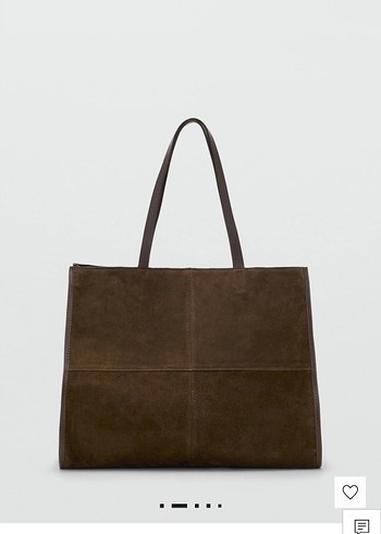 Mango süet deri shopper çanta - Görsel 6