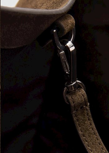 Mango süet deri shopper çanta - Görsel 4