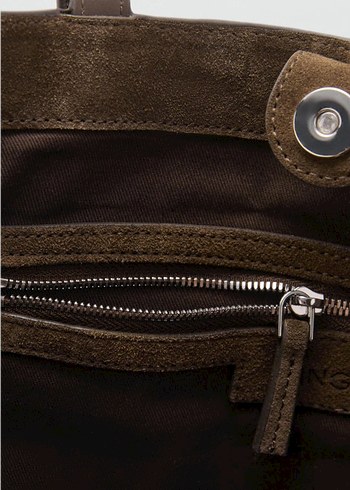 Mango süet deri shopper çanta - Görsel 2
