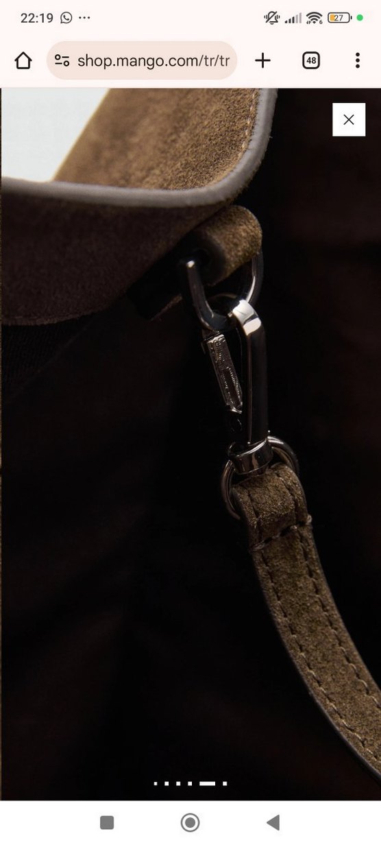 Mango süet deri shopper çanta - Görsel 4