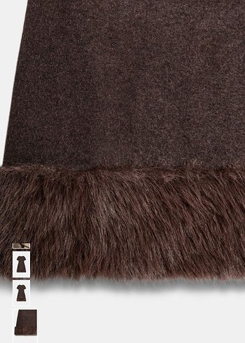 Zara suni kürk detaylı triko elbise - Görsel 4