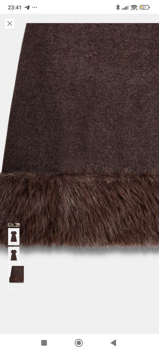 Zara suni kürk detaylı triko elbise - Görsel 4