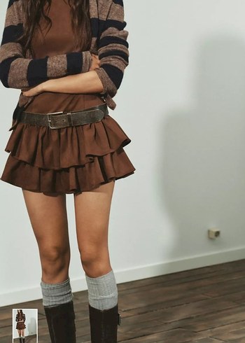 Zara kahverengi süet kolsuz elbise - Görsel 6