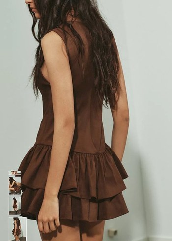 Zara kahverengi süet kolsuz elbise - Görsel 2