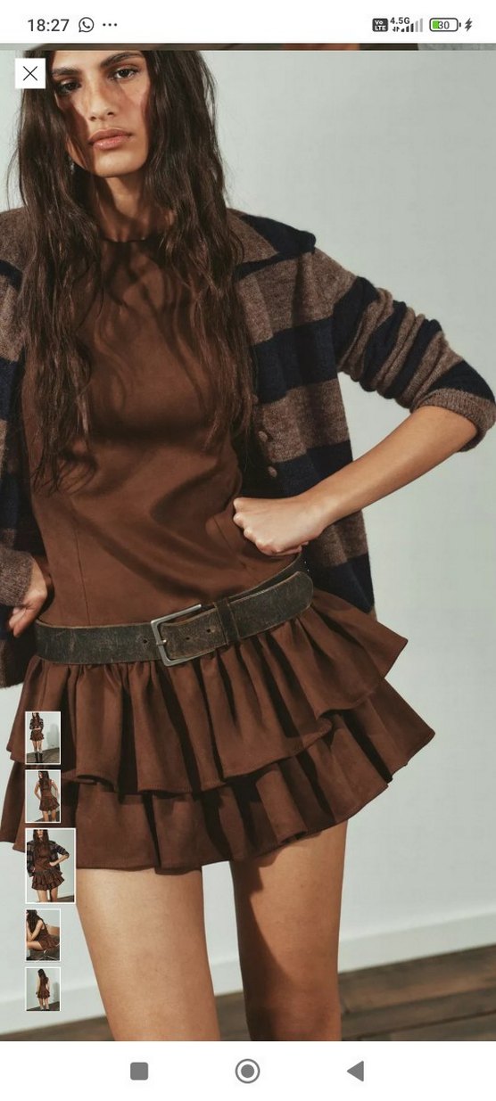 Zara kahverengi süet kolsuz elbise - Görsel 4