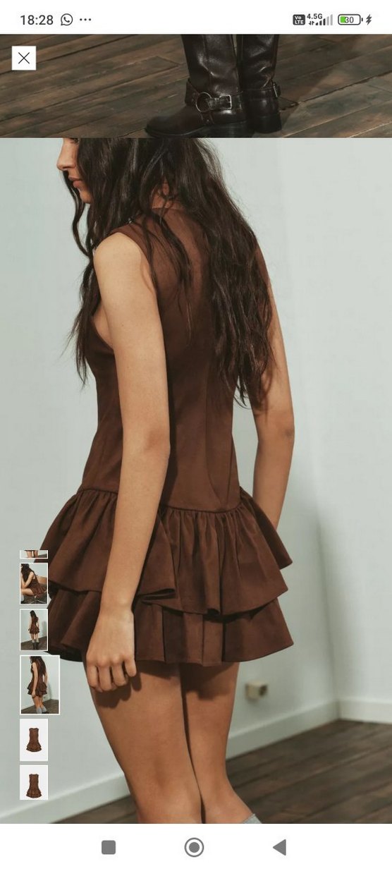 Zara kahverengi süet kolsuz elbise - Görsel 2