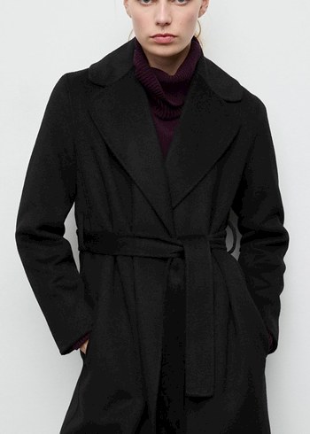 Mango el yapımı yün kemerli palto - Görsel 9