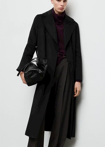 Mango el yapımı yün kemerli palto - Görsel 8