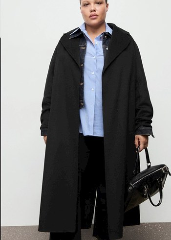 Mango el yapımı yün kemerli palto - Görsel 4