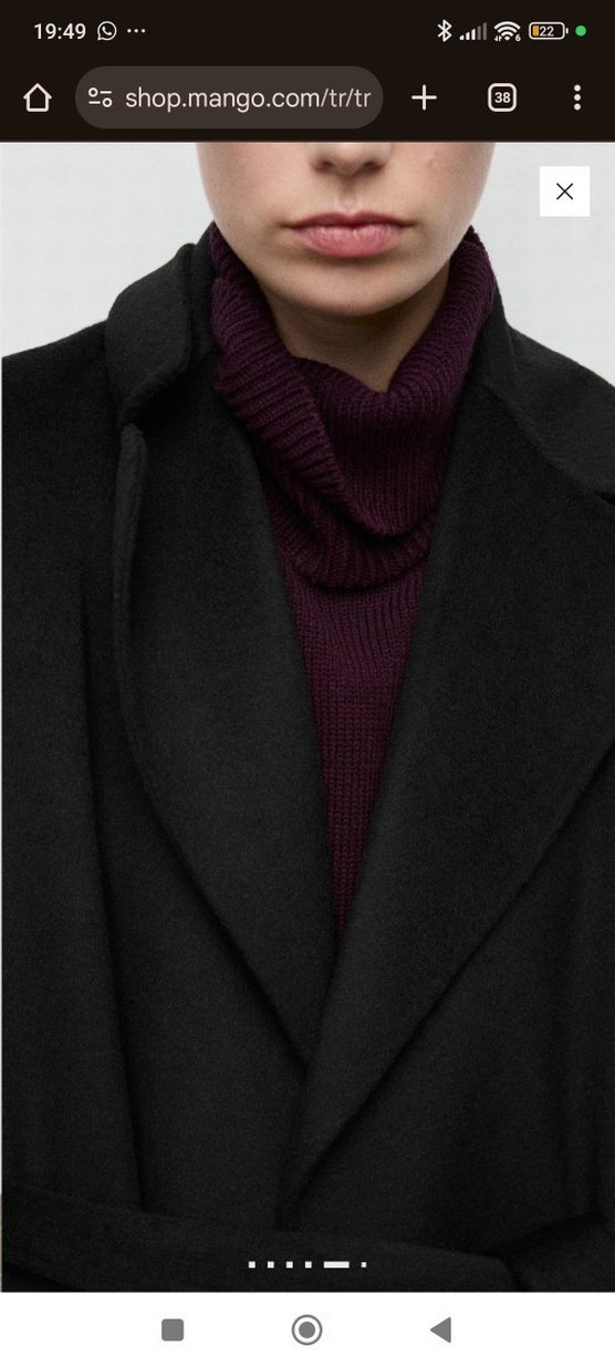 Mango el yapımı yün kemerli palto - Görsel 5