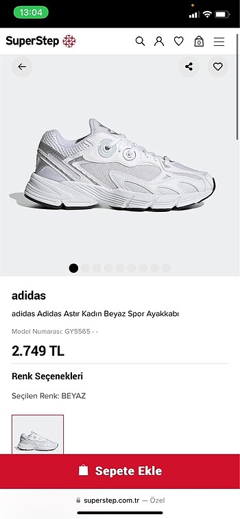 38,5 Beden beyaz Renk Adidas astir model