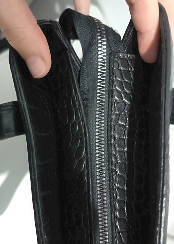 Siyah Yılan Desenli Deri Kadın Çanta lcw - Görsel 5