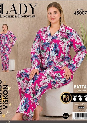 Rahat Kesim Pembe Çiçek Desenli Kadın Pijama Takımı özel kumaş