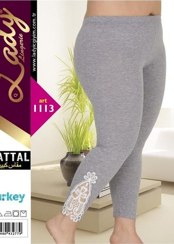 Gri Dantel Detaylı Kadın Tayt