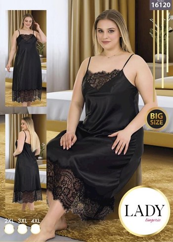 Kırmızı Nakışlı Uzun Askılı Büyük Beden Gecelik - Görsel 2