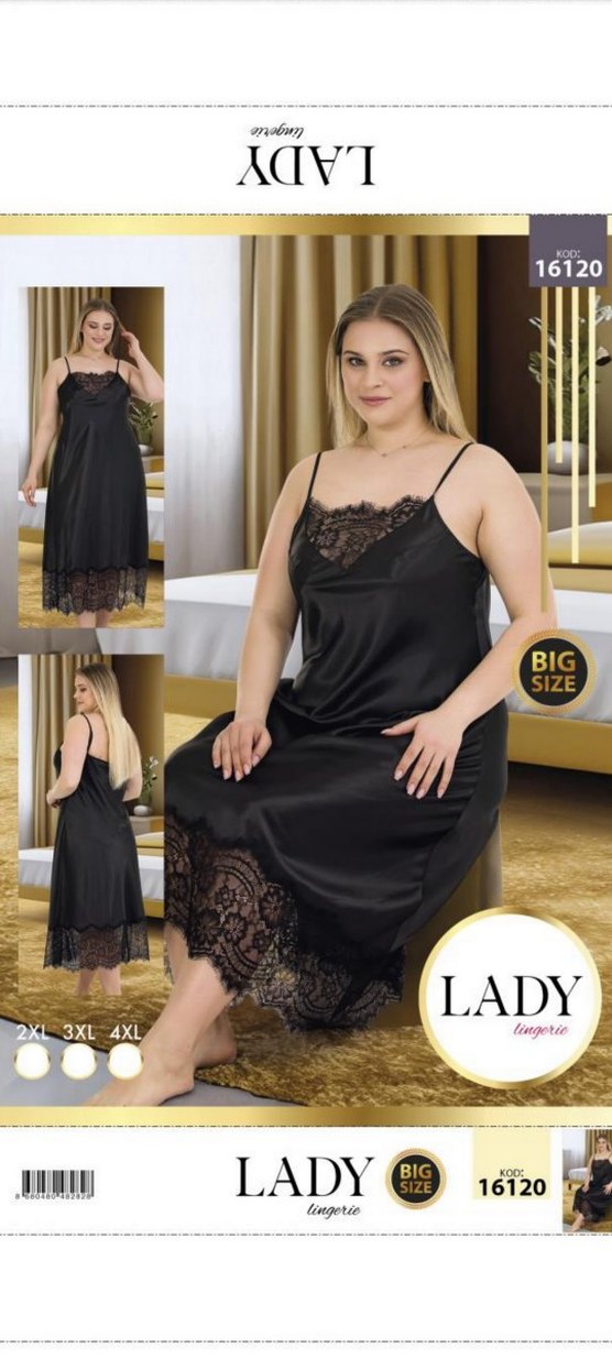 Kırmızı Nakışlı Uzun Askılı Büyük Beden Gecelik - Görsel 2