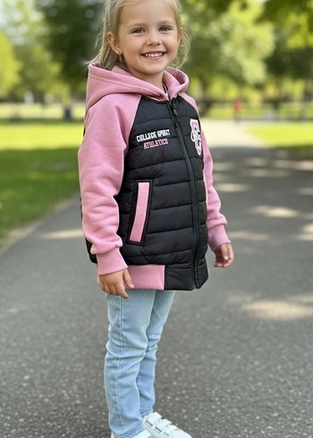 Kız Çocuk Kapüşonlu Fermuarlı Street Wear Ceket - Görsel 2