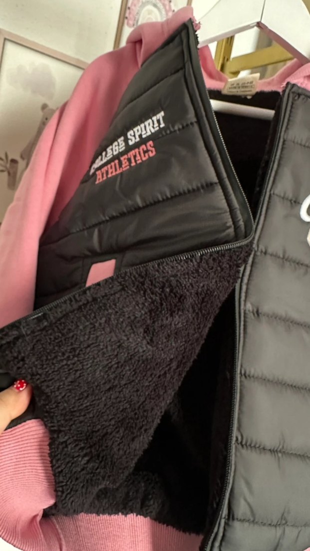 Kız Çocuk Kapüşonlu Fermuarlı Street Wear Ceket - Görsel 4