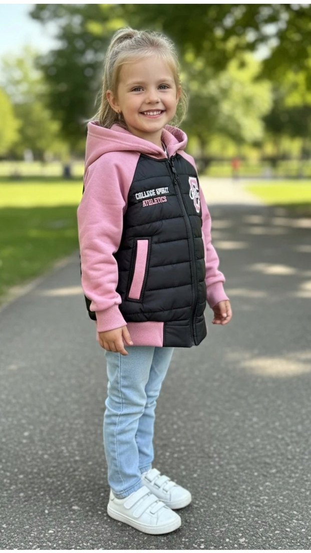 Kız Çocuk Kapüşonlu Fermuarlı Street Wear Ceket - Görsel 2