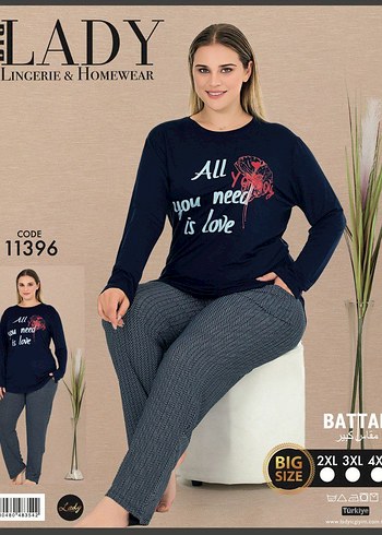 52 Beden siyah Renk Siyah Uzun Kollu Zebra Desenli Büyük Beden Kadın Pijama