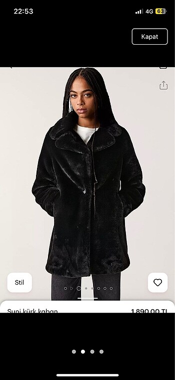Pull and Bear Suni kürk kaban