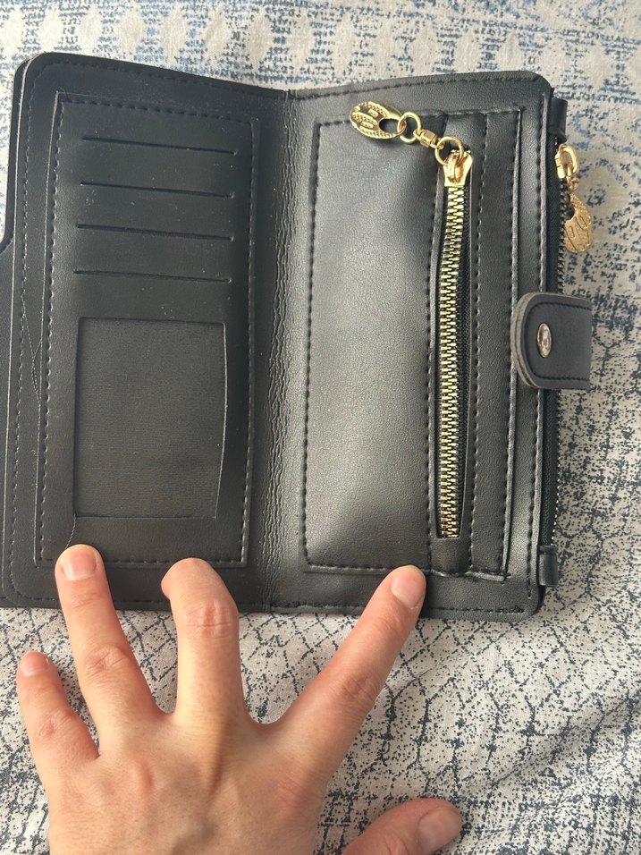 Deri Siyah Fermuarlı Kadın Portföy Cüzdan - Görsel 3