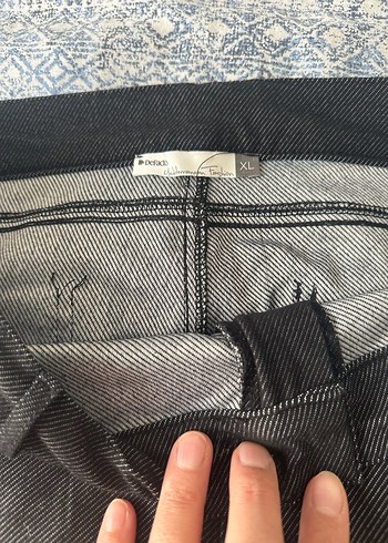 Düğmeli siyah antrasit arası Kadın tayt pantolon - Görsel 4